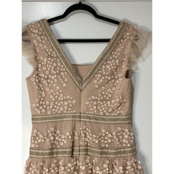 BCBG Cap Sleeve Short Evening Dress Bare Pink Size 8 NWOT Embroidered Details - Picture 12 of 15